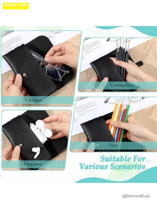 30 Pack Soft PU Leather Eyeglass Case Button Closure Travel Glasses Pouch